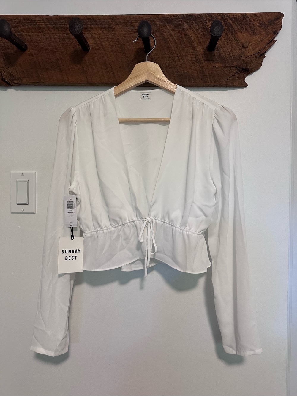 BNWT Sunday Best White Tie Front Blouse